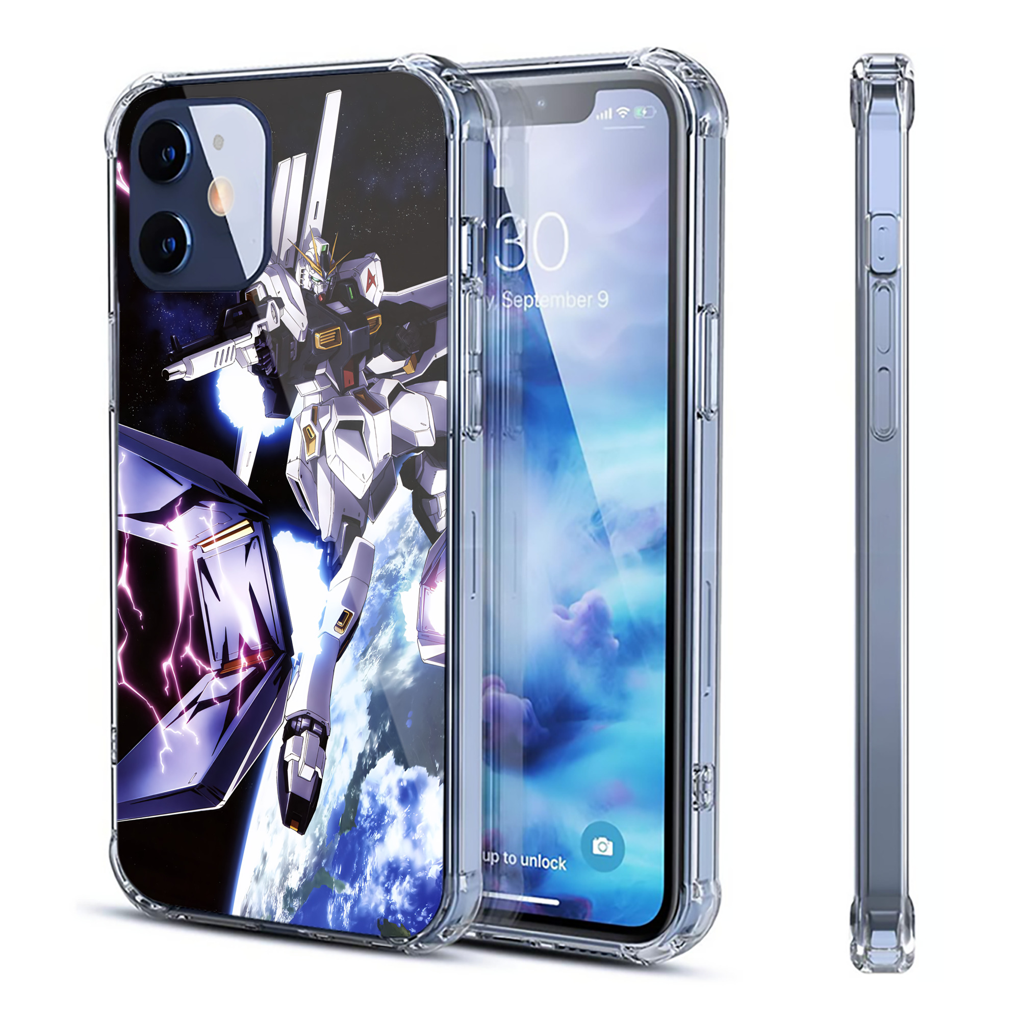 （画像用） 機動戦士ガンダム Mobile Suit Gundam 【iPhone 12シリーズ対応】透明スマホケース（クリアソフトケース）